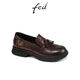 FED真皮單鞋秋季新款女鞋雕花樂(lè )福鞋粗跟布洛克鞋女款S0812-ZC516 咖色 36