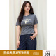 獨(dú)束大碼女裝圓領(lǐng)短袖印花涼感T恤夏裝新款寬松顯瘦設(shè)計(jì)感上衣女 錫器灰（收腰版） XL （尺碼：3）