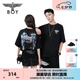 BOY LONDON【煙花】潮牌短袖秋季燙鉆翅膀印花時(shí)尚寬松T恤N01005 黑色 S