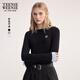 Teenie Weenie小熊女裝T恤2025秋季新款簡(jiǎn)約線(xiàn)條撞色拼接長(cháng)袖上衣 黑色 M
