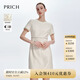 PRICH圓領(lǐng)收腰復(fù)古小香風(fēng)連衣裙2024夏季新款極簡(jiǎn)短袖短裙秋季穿搭女套 象牙白色 M 165