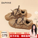 達芙妮德訓鞋女加絨保暖加厚2024新款冬季學(xué)生休閑鞋板鞋女生毛毛鞋 卡其色 37 標準碼