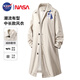NASA GISS官方潮牌中長(cháng)款風(fēng)衣男女同款休閑寬松青年垂感百搭外套男 卡其 XL