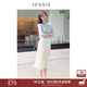 JESSIE氣質佰搭純色松緊腰A字雪紡半身裙夏新款 杏色 L