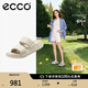 愛(ài)步（ECCO）拖鞋女外穿居家兩用 倪妮同款夏季軟底泡芙鞋一字涼拖 科摩206663 石灰色20666301378 39 （偏小，建議選大一碼）
