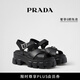 PRADA/普拉達【禮物】女士三角金屬徽標飾厚底涼鞋 黑色 36