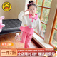 G.DUCKKIDS小黃鴨童裝女童春秋款卡通套裝新款甜美可愛(ài)兒童POLO衫衛(wèi)衣兩件套 粉色 120 建議身高105-115cm 4-5周歲