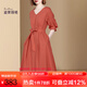 迪菲麗格赫本風(fēng)簡(jiǎn)約優(yōu)雅連衣裙2022夏季新款V領(lǐng)五分袖收腰顯瘦a字裙子 圖片色 M （圖片色  9月30日前發(fā)貨)
