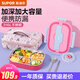 蘇泊爾（SUPOR） 飯盒316L不銹鋼分格餐盒加大加深學(xué)生便當盒注水保溫餐盤(pán) 【洋莓紫】布包+湯碗+餐勺1.5L