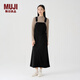 無(wú)印良品（MUJI）女式 燈芯絨 背帶裙中長(cháng)款連衣裙半身裙女秋款裙子美拉德BE10CC3A 黑色 M （160/66A）