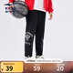 鴻星爾克兒童運(yùn)動(dòng)長(zhǎng)褲春季新款簡(jiǎn)約純色針織褲中大童保暖男童褲子 正黑 140