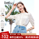 百圖betu女裝夏季新款襯衫法式小香風(fēng)拼蕾絲泡泡袖襯衫女2405T29 米白 M