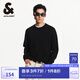 杰克·瓊斯（JACK&JONES）男裝針織衫純色舒適純棉立體鋼印圓領(lǐng)套頭毛衣 E40 黑色 M 175