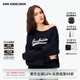 ANN ANDELMAN【明星同款】發(fā)泡印花斜領(lǐng)單肩衛(wèi)衣女套頭露肩上衣 寶藍(lán)色 M