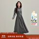 茵曼格雷系收腰針織連衣裙2025秋女裝新款修身打底裙子 深灰色 M