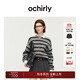 歐時(shí)力（OCHIRLY）羊毛條紋針織外套女休閑上衣開(kāi)衫2025秋季新品 灰藍(lán)條 S