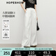 紅袖100%棉牛仔褲2025夏季新款女裝中腰顯瘦寬松大闊腿休閑百搭長(cháng)褲子 本白001 L