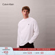 Calvin KleinJeans25秋季新款男士休閑通勤ck刺繡純棉寬松打底長袖T恤上衣 YAF-月光白 M