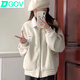 DGOV設計感棒球外套女秋冬2025新款寬松慵懶小個(gè)子夾克字母刺繡外套女 灰色 不加絨 S 80-95斤