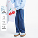 安奈兒童裝女童牛仔褲全腰單褲2025秋新款休閑長(cháng)褲彈力顯瘦 牛仔藍 160