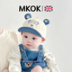 MKOK英國嬰兒帽子0-2歲春秋薄款鴨舌男童女寶寶遮陽(yáng)防曬小月齡棒球帽 藍色HELLO熊鼻鴨舌帽 帽圍42-48CM(建議0-24個(gè)月)
