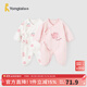童泰嬰兒連體衣新生兒衣服四季0-6月初生寶寶哈衣爬服純棉內衣2件裝 粉白花朵（四季款） 59cm (建議1-3個(gè)月身高55-60cm)