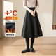 尚靜綿羊毛雙面呢高腰顯瘦半身裙女2025年冬季新款大散擺A字裙百褶裙 氣質(zhì)灰 M