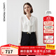 朗姿法式設(shè)計感通勤時尚飄帶領(lǐng)長袖襯衫氣質(zhì)內(nèi)搭高級感襯衣上衣冬 白色 L