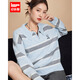 IEF/愛(ài)依服2025秋季新款韓版時(shí)尚休閑風(fēng)寬松百搭撞色條紋毛織上衣 藍灰條 均碼