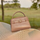 CHARLES&KEITH鱷魚(yú)紋凱莉包手提斜挎婚包包女包生日禮物CK2-50270880-1 BLUSH淺紅色 S