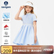 納維凱爾（Navigare）女童短袖連衣裙夏季兒童裙子POLO領(lǐng)涼感舒適海岸的風(fēng)冰晶藍(lán)140