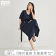 對白高級感通勤連衣裙套裝女2025夏新款短袖上衣半身裙氣質(zhì)兩件套 藏青色 XL