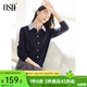 歐莎（OSA）知性通勤假兩件襯衫領(lǐng)學(xué)院風(fēng)針織衫女2025秋新款疊穿毛衣上衣氣質(zhì) 藏藍色 M
