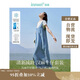 茵曼涼感漢麻牛仔連衣裙女夏百搭休閑風(fēng)T恤背帶裙子 牛仔藍(lán) XL 