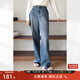 對白【AN大碼系列】【腿精bi入】復古丹寧牛仔褲秋冬微胖mm垂感拖地褲 牛仔藍 XL 建議體重135-145