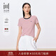 水云間女裝 圓領(lǐng)套頭天絲羊毛條紋設計感T恤上衣2025夏季新款 酒紅條 M