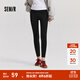 森馬（Semir）休閑褲女加絨九分鯊魚(yú)褲高彈2024冬季黑色修身小腳褲百搭 黑色90001 L 165/70A