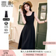 香影（xiangying）黑色吊帶連衣裙女2025春夏新款垂墜感氣質(zhì)收腰無袖雪紡小黑裙 黑色 M