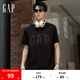 Gap男女裝2025春季新款純棉印花logo圓領(lǐng)修身短袖T恤美版856659 黑色 M 美碼 L亞洲碼180/96A