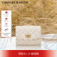 CHARLES&KEITH25秋季新品菱格鏈條手提斜挎包小方包包女包生日禮物CK2-50701608 Cream奶白色 S