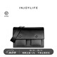 INJOYLIFE郵差包挎包斜挎休閑單肩真皮復(fù)古高級(jí)感品質(zhì)男包學(xué)院風(fēng) 黑色