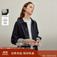 茵曼拼接條紋原色短牛仔外套2025秋女裝新款復(fù)古上衣 深藍色 S