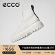 愛步（ECCO）休閑鞋女 時尚百搭防水高幫牛皮鞋 街頭860403 白色/灰白色86040352292 37