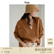 旅途原品（ltyp）真絲襯衫女可水洗皺感干絲無領(lǐng)蝙蝠袖秋季寬松百搭襯衣 琥珀橘-可水洗真絲 M （現(xiàn)貨）