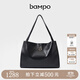 半坡飾族（bampo）女包包新款福瑞方方包頭層牛皮大容量輕奢單肩斜挎包禮物女友 墨碳黑-大包 可裝14寸電腦