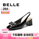 百麗（Belle）氣質(zhì)包頭涼鞋女簡(jiǎn)約方跟通勤涼鞋B3L1DBH4 黑色 38 (240mm)