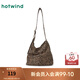 熱風(fēng)（Hotwind）秋季新款女士豹紋帥氣時(shí)尚單肩包歐美復(fù)古磁扣小方包 02棕色 F