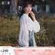 兩三事梵高雪紡襯衫女夏季新款白色蕾絲燈籠袖長(zhǎng)袖上衣內(nèi)搭 與靈魂游蕩 白色 S