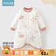 優(yōu)奇寶寶睡衣嬰兒睡袍兒童睡裙春秋款連體衣護(hù)肚防踢被純棉舒適家居服 秋冬【40g薄棉】頑皮熊貓 100