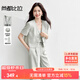 尚都比拉職場(chǎng)通勤女裝套裝夏季珍珠金屬扣V領(lǐng)短袖西裝小外套 米灰色 L 